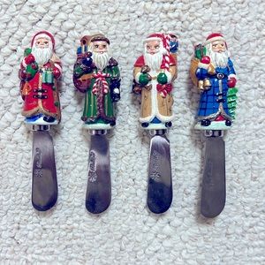 Vintage Christopher Radko Santa Spreadables Set of 4 Paté Knives